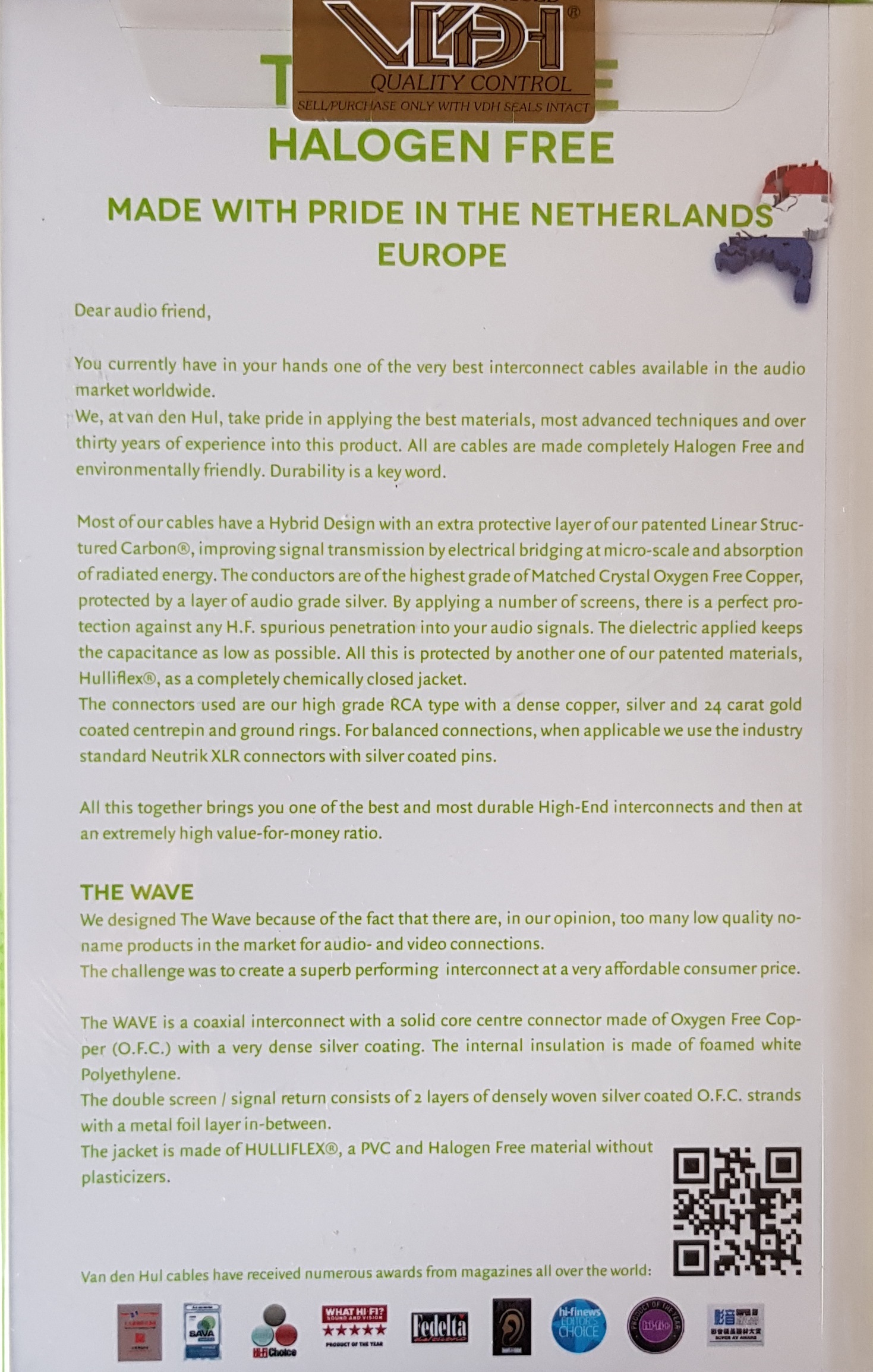 Van den Hul The Wave RCA Interlink 75 Ohm stereoset 2 stuks vanaf 0,8 meter - Afbeelding 5