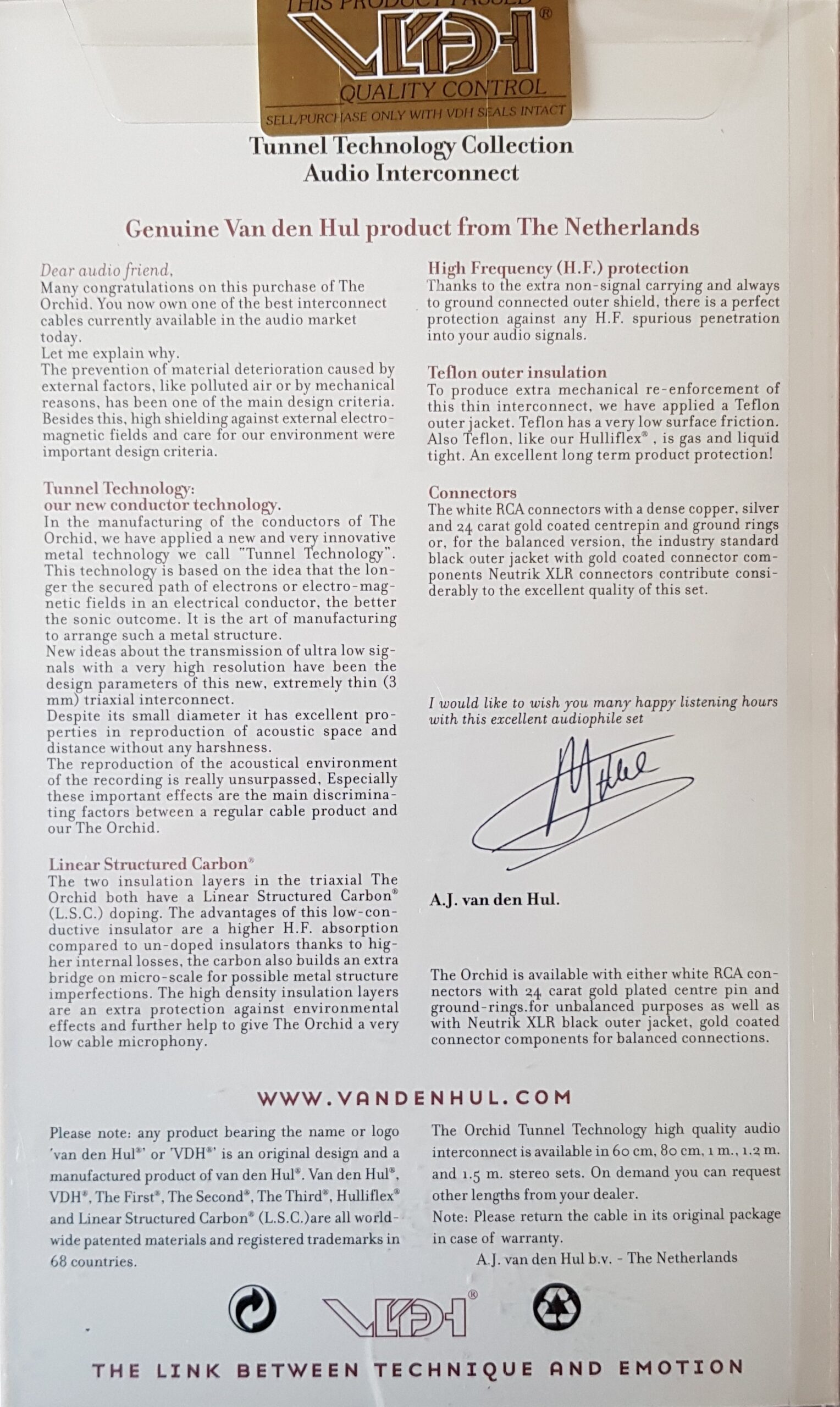 Van den Hul The Orchid XLR Interlink vanaf 0,8 meter - Afbeelding 6