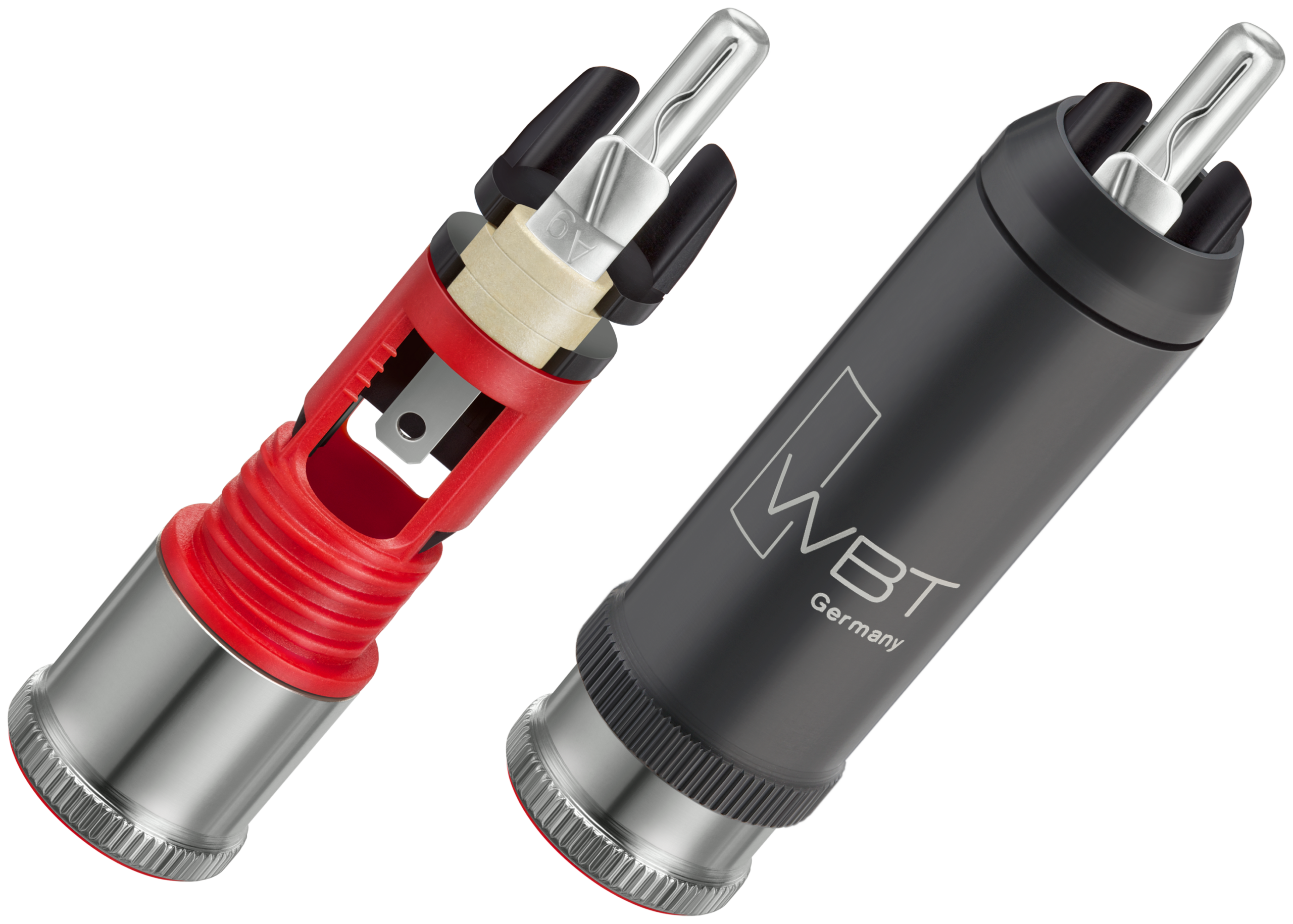 WBT-0114 AG (zilver) Nextgen RCA-connector tot Ø9mm per 4 stuks in showcase - Afbeelding 2