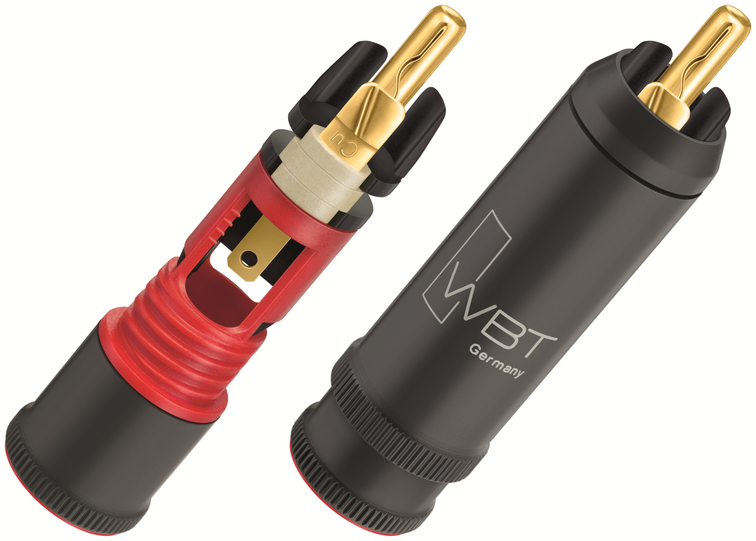 WBT-0114 CU (koper) Nextgen RCA-connector tot Ø9mm per 4 stuks in showcase - Afbeelding 2
