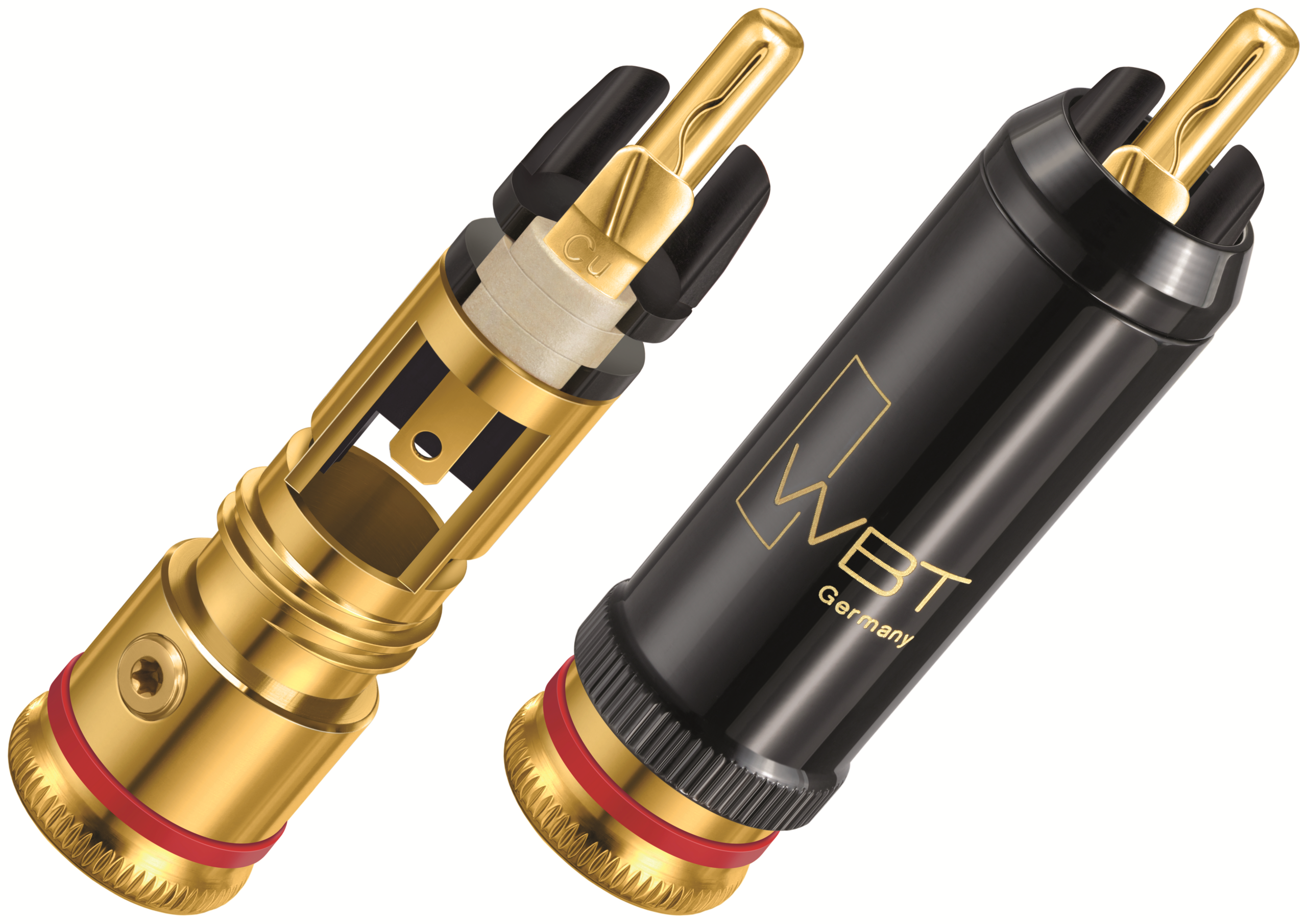 WBT-0102 CU (koper) Nextgen RCA-connector tot Ø9mm per 4 stuks in showcase - Afbeelding 4