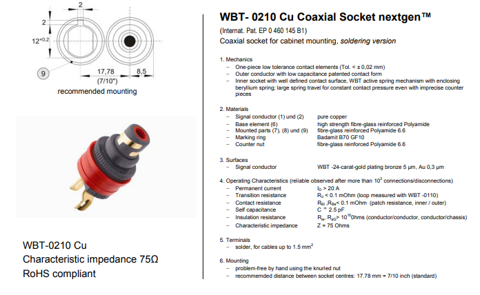 WBT-0210 Cu (koper) Nextgen RCA-chassisdelen per paar - Afbeelding 5