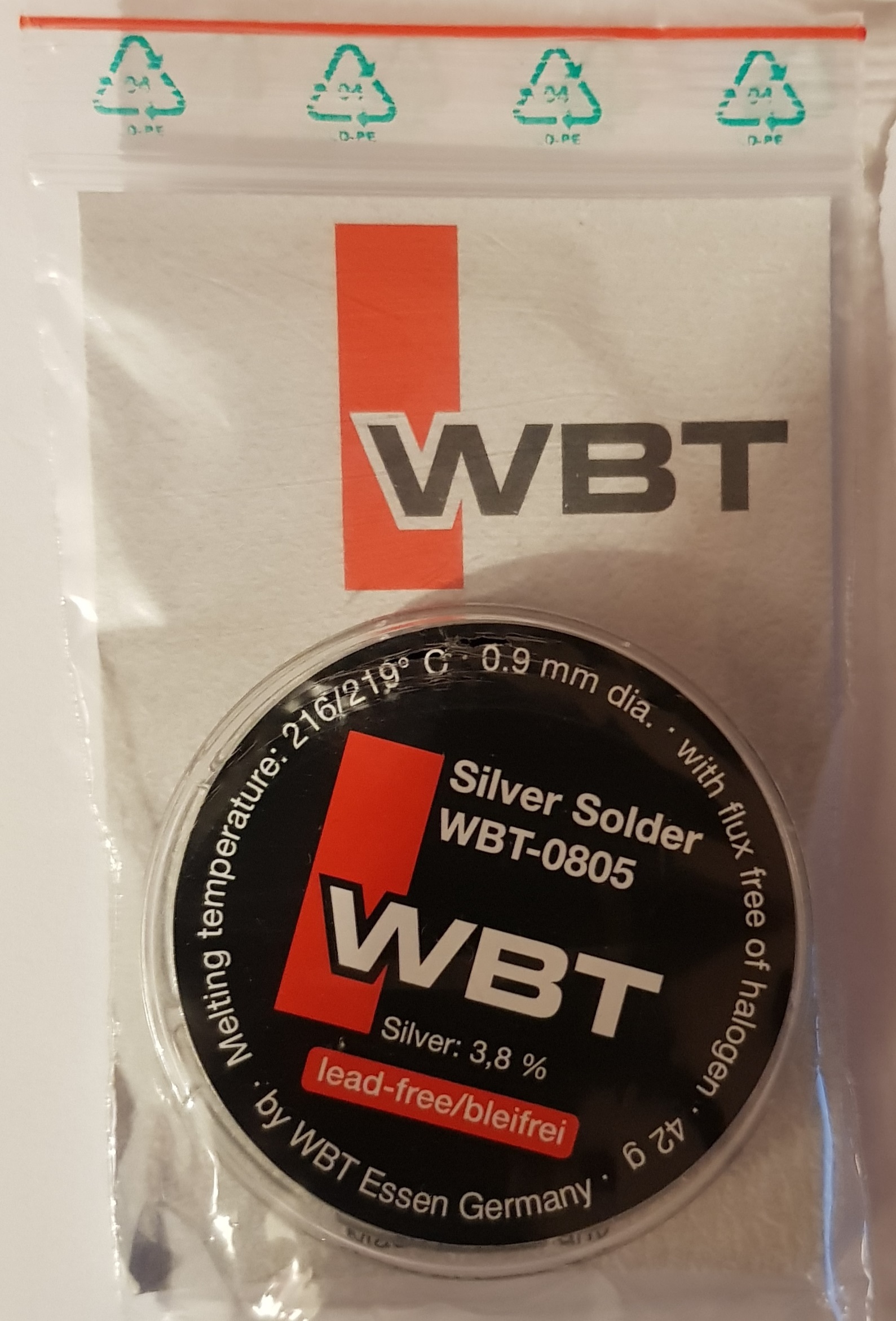 WBT-0805 Zilver soldeertin loodvrij 0,9 mm spoel 42 gram - Afbeelding 4