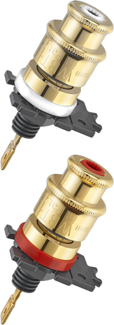 WBT-0705 Cu (koper) speakerterminal / binding post per set 4 stuks in showcase - Afbeelding 2