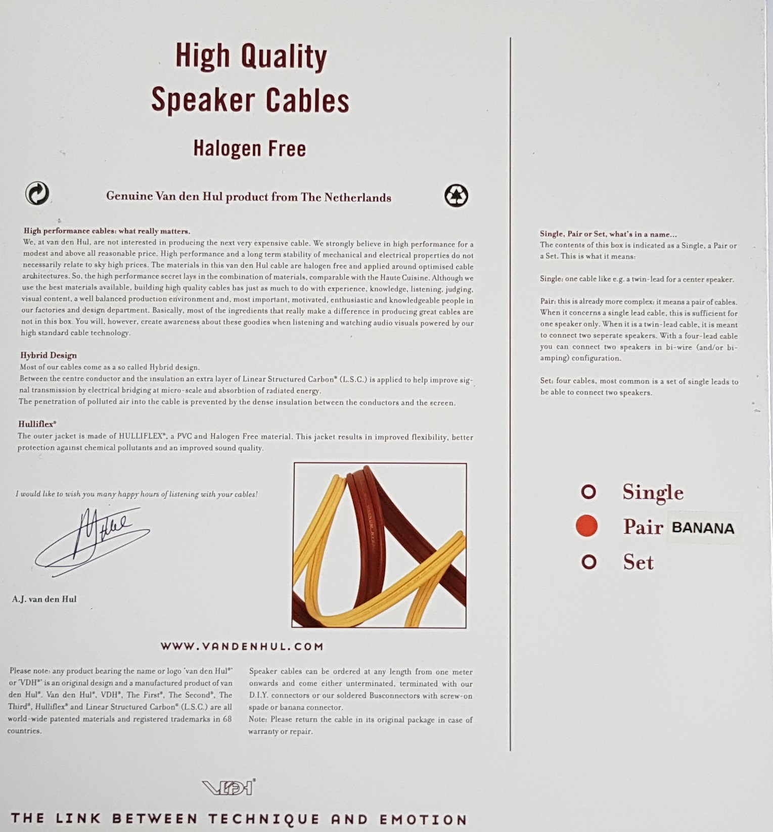 Van den Hul The D-352 Hybrid luidsprekerkabel AWG 10 single-wire stereoset 2 stuks vanaf 2,0 meter - Afbeelding 8