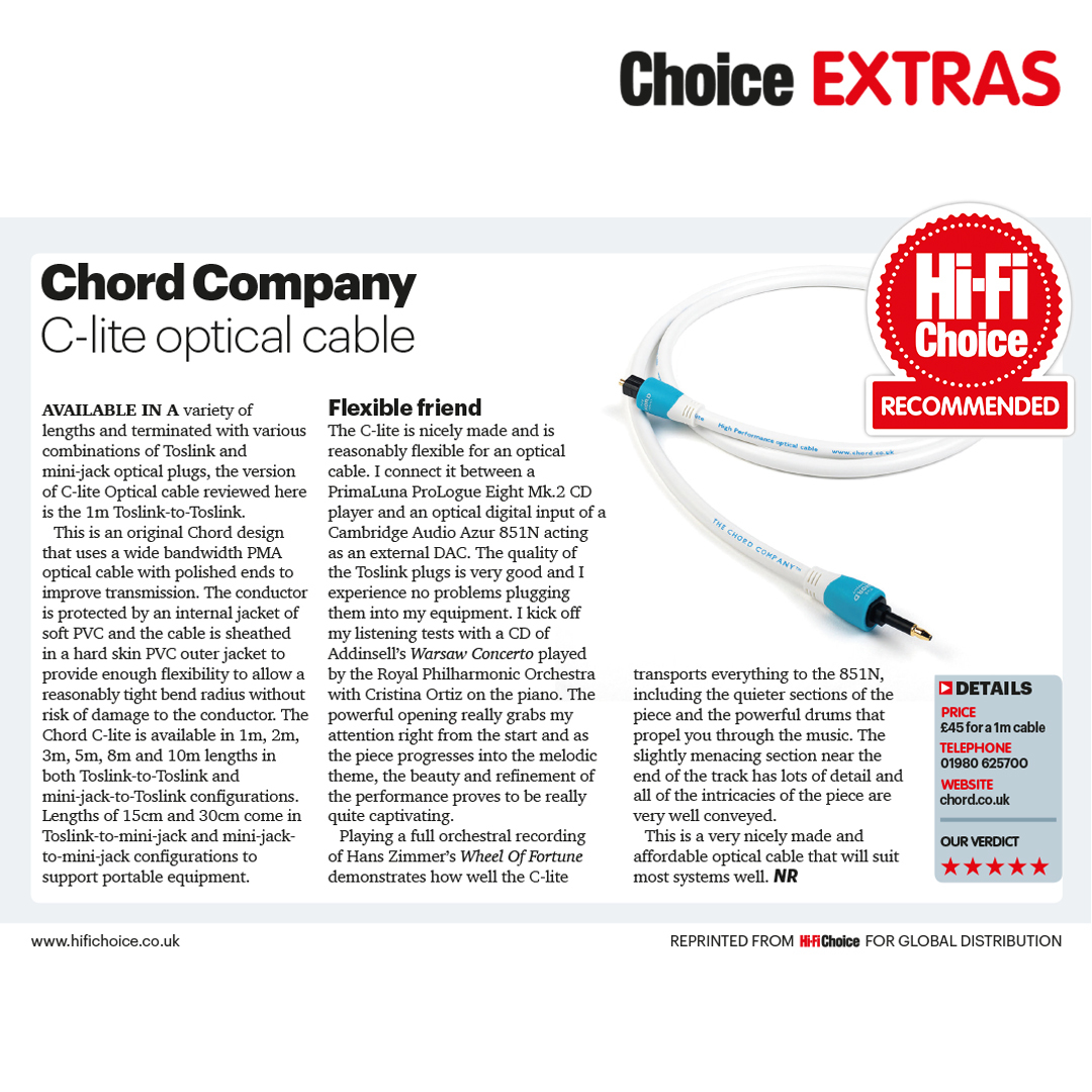 Chord Company C-Lite Toslink to Toslink optische kabel vanaf 1,0 meter - Afbeelding 7