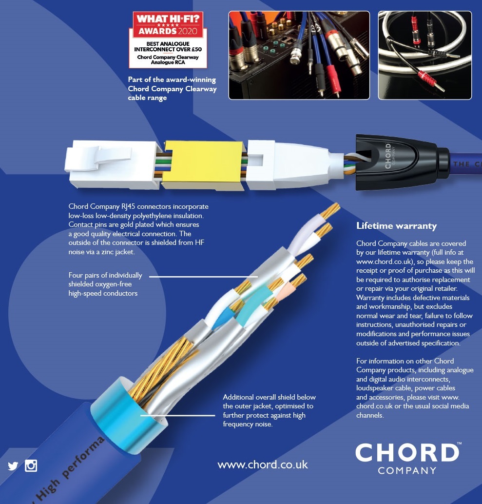 Chord Company Clearway Streaming RJ45 UTP Ethernet-kabel koperen geleiders vanaf 0,75 meter - Afbeelding 6