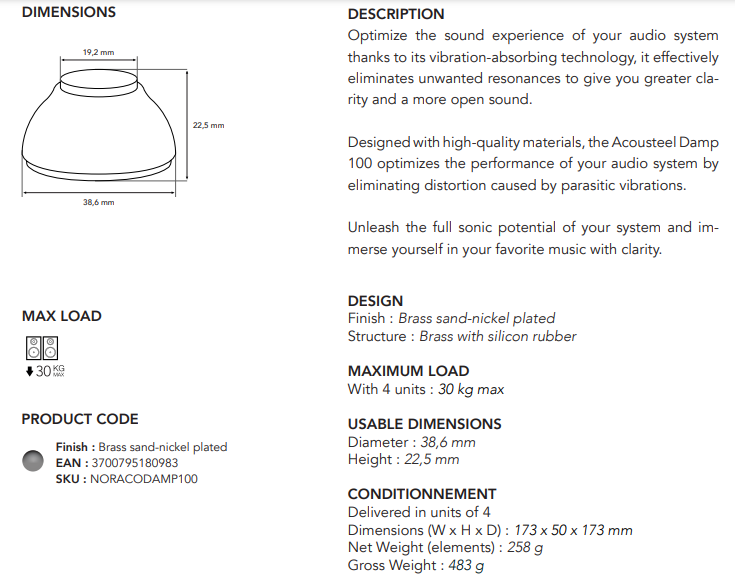 NorStone Acoustic Damp 100 trillingsabsorberende demper tot 30 kg 38,6 mm x 22,5 mm per set 4 stuks - Afbeelding 8