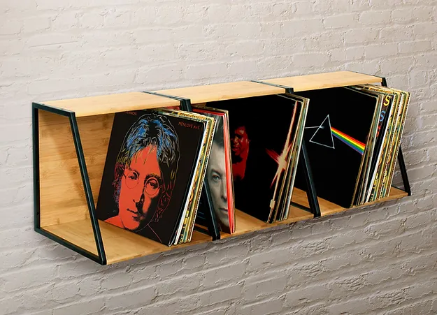 NorStone Vinyl LP Case zwart metaal met bamboo 345 x 345 x 330 mm (W x H x D) per stuk - Afbeelding 4