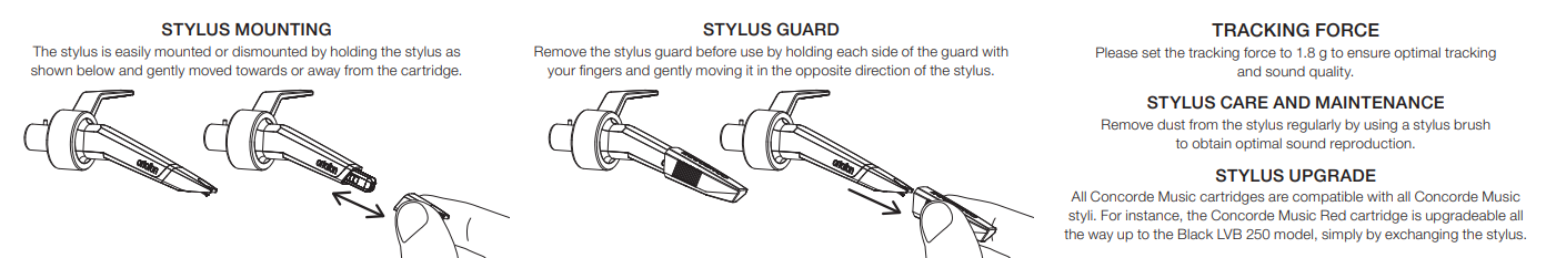 Ortofon Stylus Concorde Music Black LVB250 vervangingsnaald naakt Shibata-stylus op een Boron-cantilever voor alle Concorde Music MM-elementen - Afbeelding 6