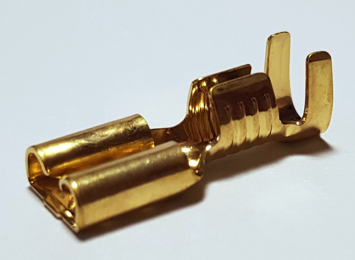 WBT 0655 Platte opsteek kabelschoen verguld koper 6,3mm per 4 stuks - Afbeelding 2