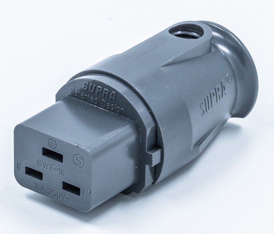 Supra SWF-16/S Slim Female 24K Gold-plated OFC - IEC C19- 16A rechte netstekker tot Ø11,5mm AWG 11