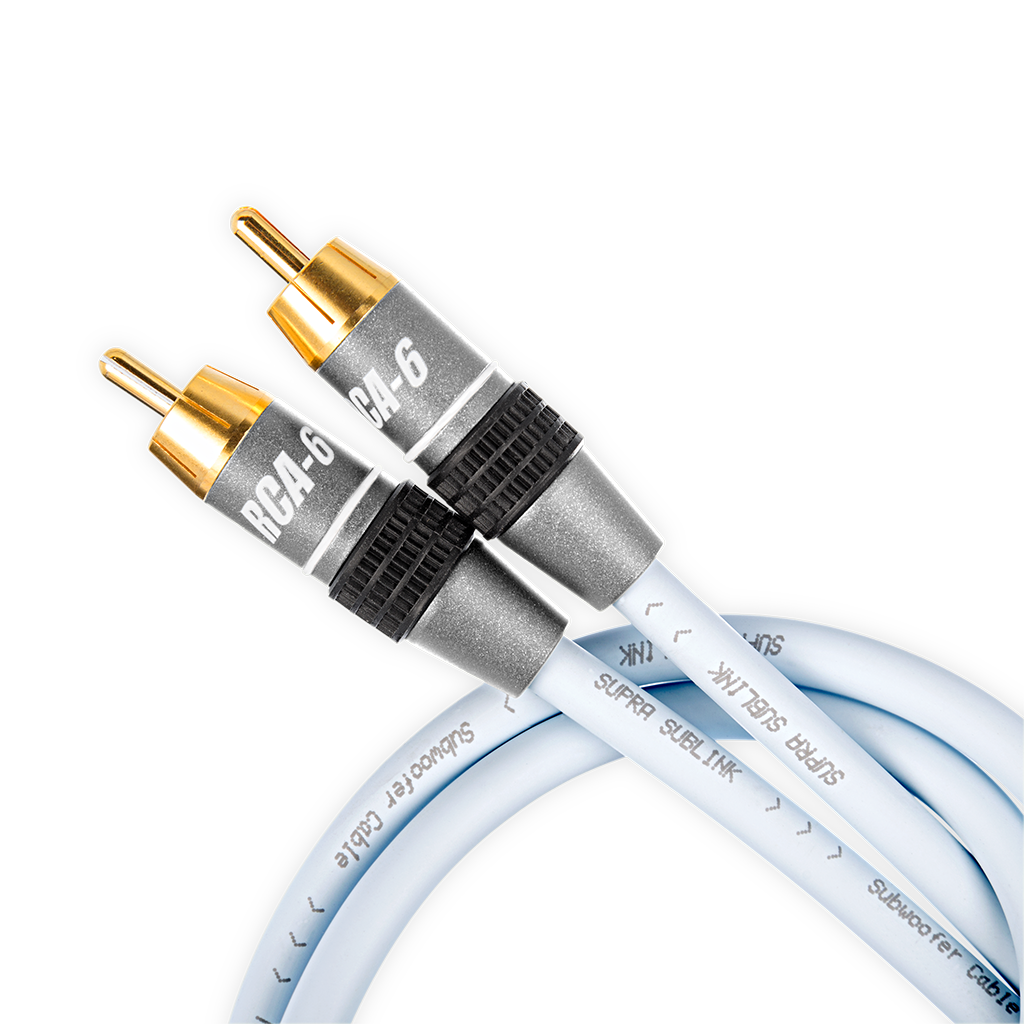 Supra Sublink subwooferkabel 1RCA naar 1RCA blauw 1x3x0.24mm2 / AWG 23 met vergulde connectoren vanaf 2,0 meter