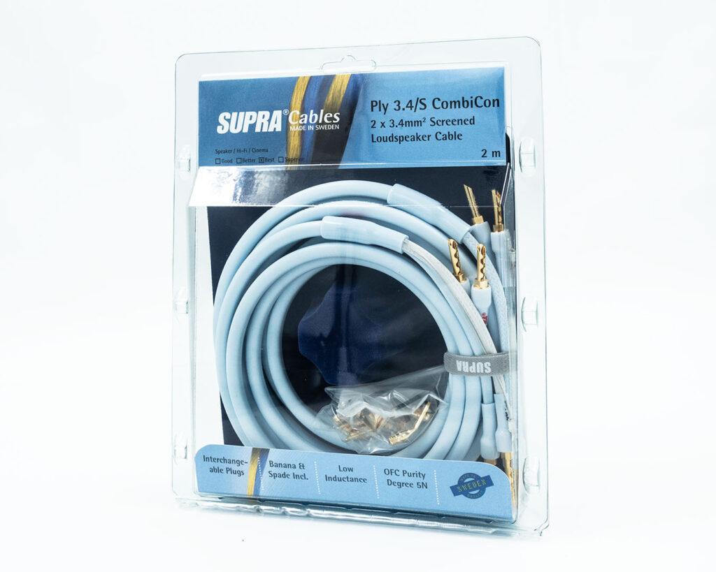 Supra PLY 2x3.4/S Combicon afgeschermde luidsprekerkabel single-wire 2 x 3,4 mm2 AWG12 inclusief verwisselbare banaanpluggen + spades stereoset 2 stuks vanaf 2,0 meter - Afbeelding 12