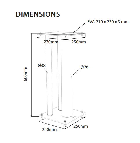 NorStone luidsprekerstand Stylum MAX zwart zijdeglans hoogte 60 cm. per set 2 stuks - Afbeelding 7