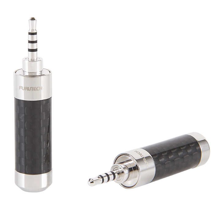Furutech CF-7254-N1 Rhodium hoofdtelefoon-connector met uit 1 stuk gefreesde 4-pins 2,5 mm TRRRS geleider per stuk